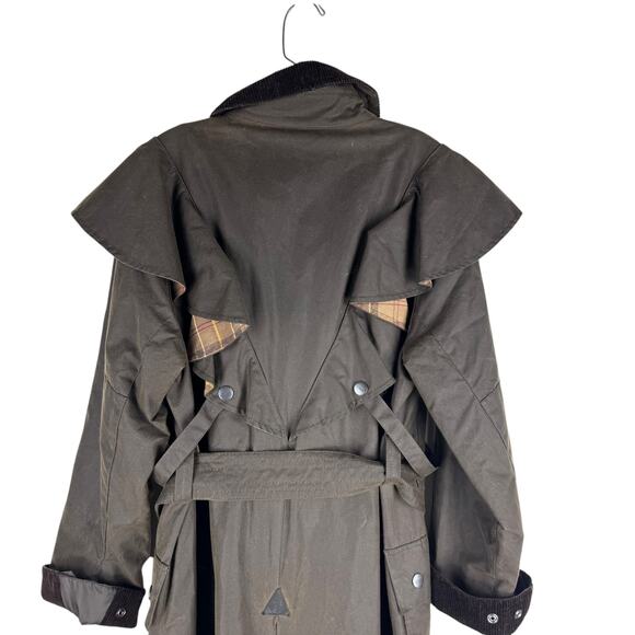 NEW Chloe X Barbour Dany Waxed Long Trench Coat Ruffles Brown Size 12 - Picture 9 of 15